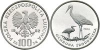100 złotych 1982, BOCIANY- PRÓBA, srebro, Parchi