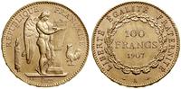 100 franków 1907 A, Paryż, złoto 32.24 g, lekko 