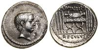 denar 42 pne, Rzym, Aw: Głowa Regulusa w prawo; 