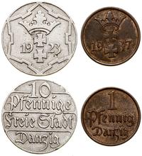 Polska, zestaw: 1 fenig 1937 i 10 fenigów 1923