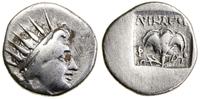 drachma ok. 88-84 pne, Aw: Głowa Heliosa w prawo