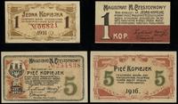 dawny zabór rosyjski, zestaw: 1 kopiejka i 5 kopiejek, 1916