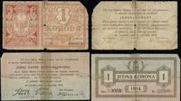 Galicja, zestaw: 2 x bon na 1 koronę, 1914 i 1919