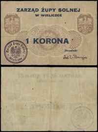 bon na 1 koronę 1919, z pieczątką na stronie głó