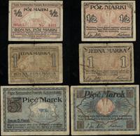 Prusy Zachodnie, zestaw 3 bonów: 1/2 marki, 1 marka, 10 marek
