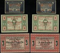 Śląsk, zestaw: bony na 25 fenigów, 1 markę i 3 marki, 1921