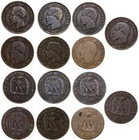 Francja, zestaw 7 x 5 centymów, 1855 W (Lille), 1855 BB (Strasburg), 185