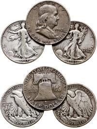 Stany Zjednoczone Ameryki (USA), zestaw: 3 x 1/2 dolara, 1943 S, 1944 S, 1952 D