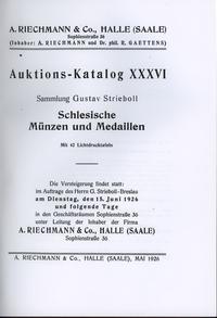 literatura numizmatyczna, A. Riechmann & Co. „Auktions-Katalog XXXVI. Sammlung gustav Strieboll Schl..