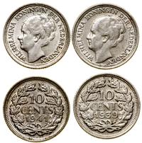 lot 2 x 10 centów 1939, 1941, Utrecht, srebro pr