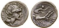 denar 109–108, Rzym, Aw: Głowa Romy w prawo, za 