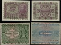 Austria, zestaw: 20 i 100 koron, 2.01.1922
