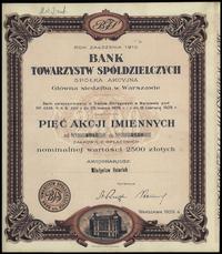 Polska, 5 akcji imiennych po 500 złotych = 2.500 złotych, 1929