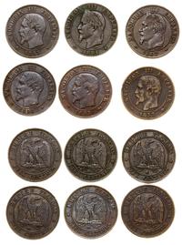 Francja, zestaw: 6 x 2 centymy, 1853–1862