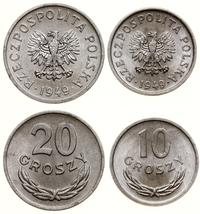 zestaw 10 i 20 groszy 1949, Warszawa, aluminium,