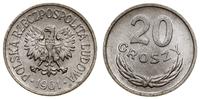 20 groszy 1961, Warszawa, aluminium, patyna, Par