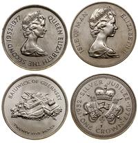 Wielka Brytania, zestaw: 1 korona 1977 (Wyspa Man) i 25 pensów 1977 (Guernsey)