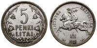 5 litów 1925, Kowno, srebro 13.44 g, czyszczone,