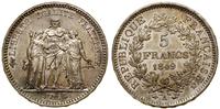 5 franków 1849 A, Paryż, piękne, patyna, Gadoury