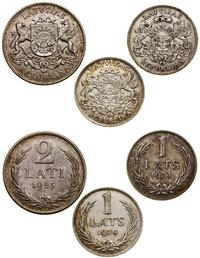 lot 3 monet, Londyn, 2 x 1 łat 1924 oraz 2 łaty 