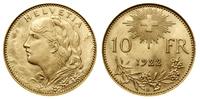 10 franków 1922 B, Berno, typ Vreneli, złoto, 3.
