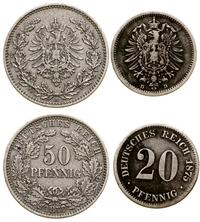 zestaw: 50 fenigów 1877 Berlin i 20 fenigów 1875