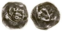 denar XIV w., Aw: Łuk bramny z trzema wieżami, p