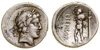 denar 82 pne, Rzym, Aw: Głowa Apolla w prawo, Rw