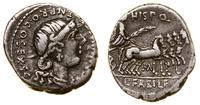 denar 82-81 pne, Hiszpania, Aw: Głowa kobiety w 