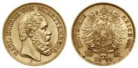 10 marek 1873 F, Stuttgart, złoto, 3.97 g, bardz