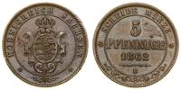 5 fenigów 1862 B, Drezno, miejscowa patyna, AKS 