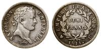 1/2 franka (demi franc) 1811 U, Turyn, rzadkie, 