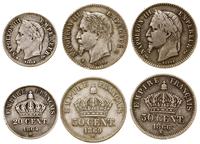 lot 3 monet, 20 centymów 1864 BB (Strasburg), 50