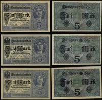 Niemcy, zestaw: 3 x 5 marek, 1.08.1917