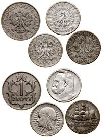 lot 4 monet, 1 złoty 1929, 2 złote 1934 (Piłsuds