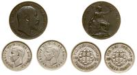 Wielka Brytania, zestaw: farthing 1904 i 2 x 3 pensy (1938 i 1942)