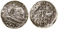 trojak 1594, Wilno, duża głowa króla, kropki po 