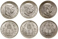 zestaw: 3 x 1 korona 1912–1914, Wiedeń, razem 3 
