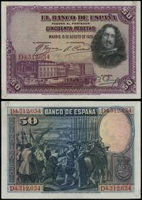 50 peset 15.08.1928, seria D, numeracja 4312034,
