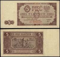 5 złotych 1.07.1948, seria AU, numeracja 5553139