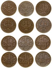 zestaw: 6 x 1 grosz 1925–1934, roczniki: 1925, 1