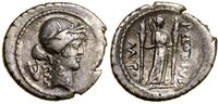 denar 42 pne, Rzym, Aw: Głowa Apollina w prawo, 