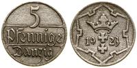 5 fenigów 1923, Berlin, herb Gdańska, ślady koro