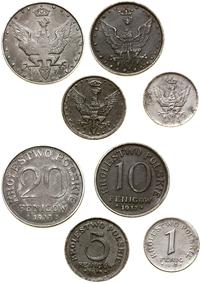 lot 4 monet, 1 fenig 1918 oraz 5, 10, 20 fenigów
