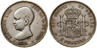 5 peset 1891 PGM, Madryt, srebro próby 900, 24.6
