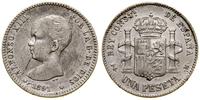 1 peseta 1891, Madryt, srebro próby 835, KM 691
