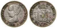 50 centymów 1892, Madryt, 9 i 2 w gwiazdach, sre
