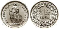 1/2 franka 1961 B, Berno, srebro próby 835, 2.5 