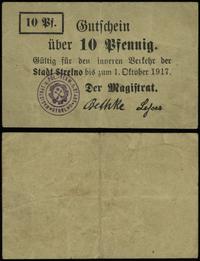 10 fenigów ważne do 1.10.1917, złamania w pionie