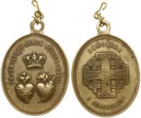medalik religijny, Korona, niżej dwa gorejące se